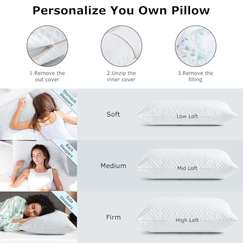 Sofslee Side Sleeper Pillows Queen Size Set of 2 for Neck and Shoulder Pain, Adjustable Memory Foam Bed Pillows 2 Pack for Sleeping, Medium Firm Curved Queen Pillows, Supportive Queen Size Pillow — view 4