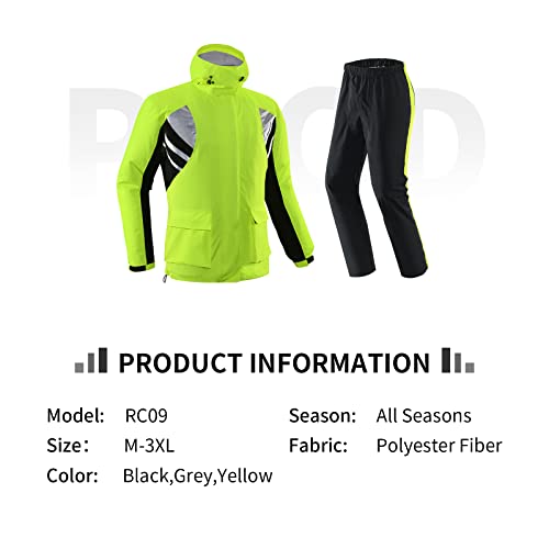Scoyco Motorcycle Rain Suit Reflective Waterproof Breathable Rain Gear 2 Piece Set With Jacket & Pant For Adult Cycling Riding #TOP3