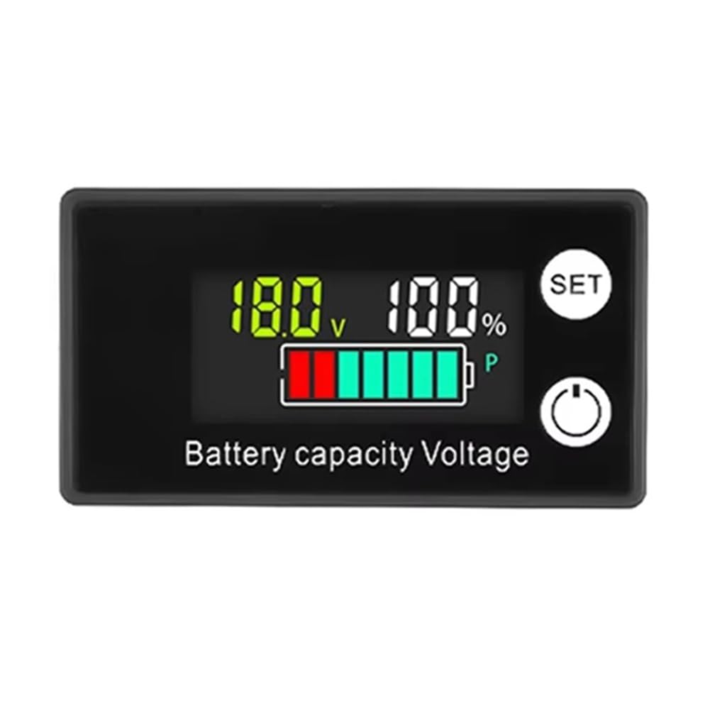 Littimoon Battery Voltmeter DC 8-100V Capacity Indicator Power Meter Lithium LiFePO4 Lead-Acid Cell 12V 24V 48V LCD Screen