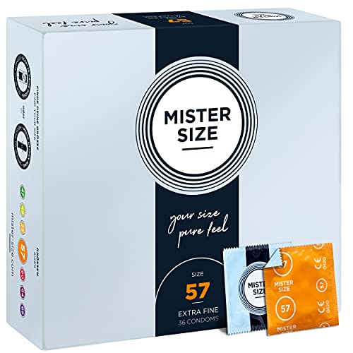 MISTER SIZE Kondome gefühlsecht hauchzart 57mm im 36er Pack/extra dünn extra fein extra feucht/aus 100% Naturkautschuk-Latex in deiner Größe L - XL/natural feeling 36er Packung