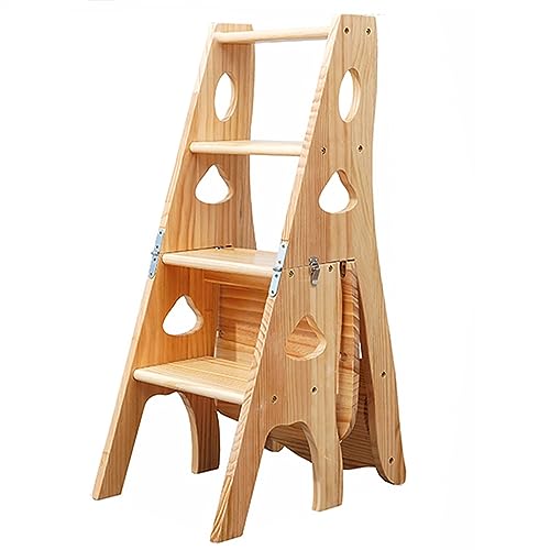 Taburete Plegable Madera Blanco Marca Generic