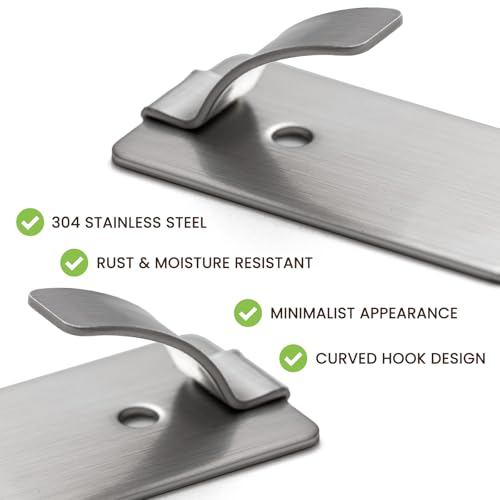 Image of TAILI Hooks for Hanging 10 Metal Sticky Hooks and 14 Adhesive Strips Silver