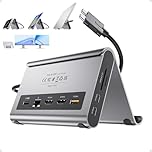 PULWTOP MacBook Docking Station Dual Monitor 4K@60Hz for MacBook Pro/Air M3/M4/M5, USB C Docking Station Stand Laptop Dock with 2 HDMI, PD, Ethernet, USB A/C 10Gbps, Audio, SD/TF, USB 2.0