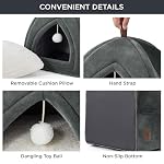 BEDSURE Katzenhöhle große Katzen Dunkelgrau - Faltbare Katzenbett mit waschbaren Kissen, Katzenzelt für Kätzchen kleine, mittelgroße Haustier, weiches und warmes Katzenhaus für drinnen, 40x40x40cm – Bild 4