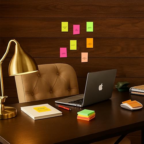 Image of Cubic Neon Sticky Notes - Pack of 3 | 3 inch x 2 inch Inches | Multicolour Self-Adhesive Memo Pads for Office, Home, School & Daily Reminders - Bright Colors, Easy Peel, Residue-Free
