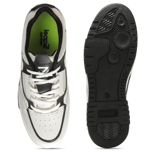 Image of Liberty LEAP7X JETSTEP-E Sneakers for Men - White & Green Sporty Casual Shoes | Memory Foam Cushioned Insole, Lightweight Lace-Up Sneakers for Walking, College, Travel & Casual Outings