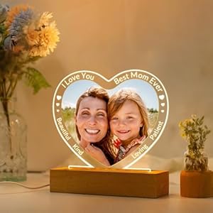 Custom Picture Frame with Photo, Personalized Photo Frame with Night Light, Customized Heart Picture Frame, Personalized Mom Birthday Gifts,Personalized Mothers Day Gifts for Mom, Baby, Kid, Family Custom Picture Frame with Photo Personalized Photo Frame with Night Light Customized Heart Picture Frame Personalized Mom Birthday GiftsPersonalized Mothers Day Gifts for Mom Baby Kid Family