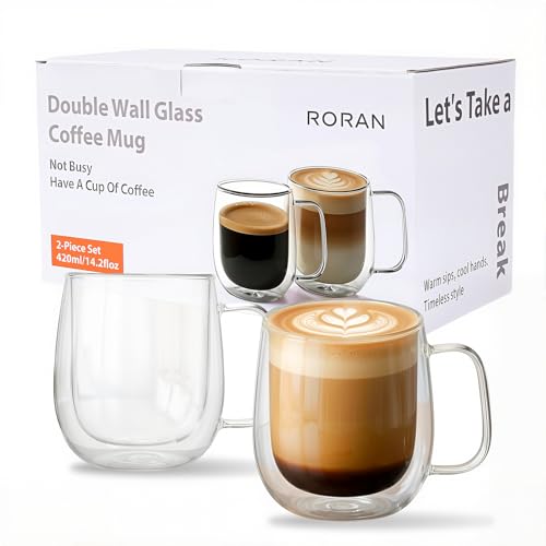 Roran 14.2oz Double Wall Glass Mugs