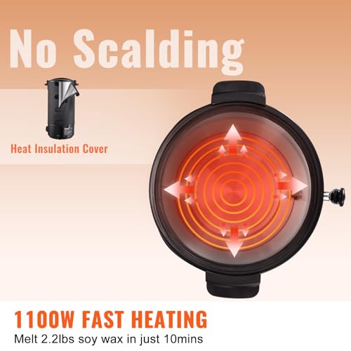 VEVOR Wax Melter for Candle Making, 10 L Extra Large Electric Wax Melting Pot, with Easy Pour Spout and 9-Level Temp Control, Easy Clean for Candle Soap Cream Beauty Bulk Production Business or Home - Image 6