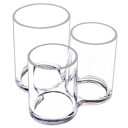 Image of MOSIKER Makeup Brush Holder,Acrylic Clear Round Remote Control Pen Pencil Hair Nail Brush Comb Organizer with 3 Slots
