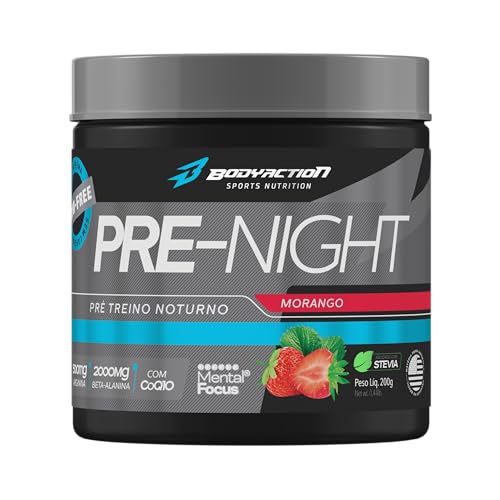 Pré Treino Noturono Pre-Night 200g Sabor Morango Bodyaction