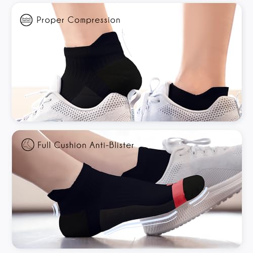 Image of BRISIRA Coolmax Bamboo Viscose Women Compression Running Ankle Socks No Show Athletic Wicking Thick Cushioned Arch Support