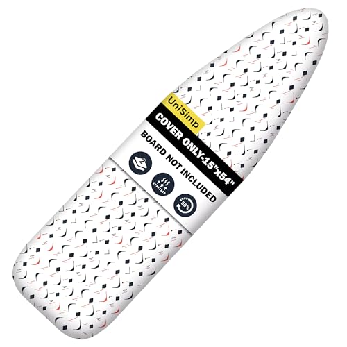 Image of Ironing Board Cover and Pad 15 inchx54 inch Extra Thick Natural Cotton, Scorch and Stain Resistant Padding, Standard Size Iron Board Cover with Fasteners Heavy Duty Elastic Edge, Heatproof Boomerang
