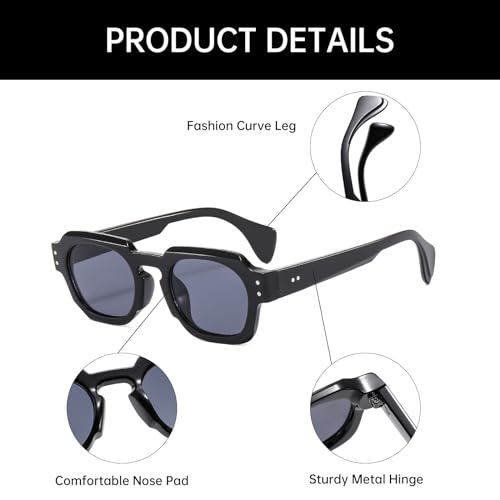 YAMEIZE Retro Classic Square Sunglasses - Trendy Square Shades UV400 Protection Rectangle Eyewear Outdoor for Women Men4