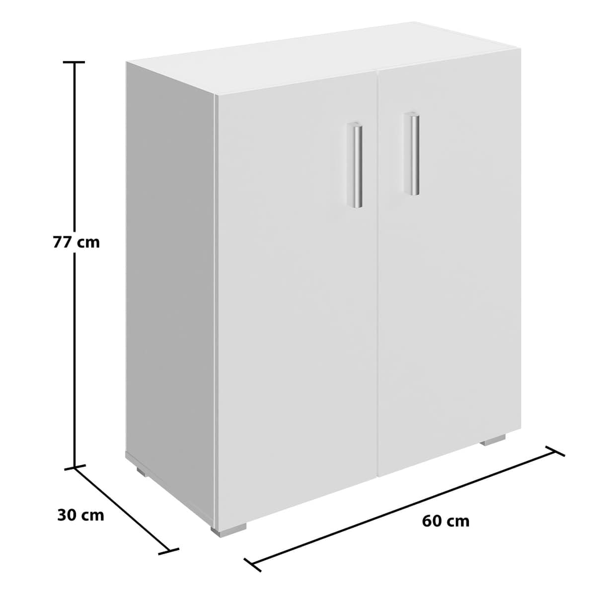 Casaria® Kommode mit 2 Türen 77x60x30 cm Holz Modern höhenverstellbarer Einlegeboden Schlafzimmer Büro Flur Mehrzweckschrank Aktenschrank Schrank Weiß