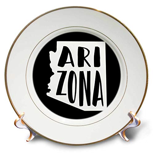 3dRose Arizona written inside the state. Black background., 8-Inch