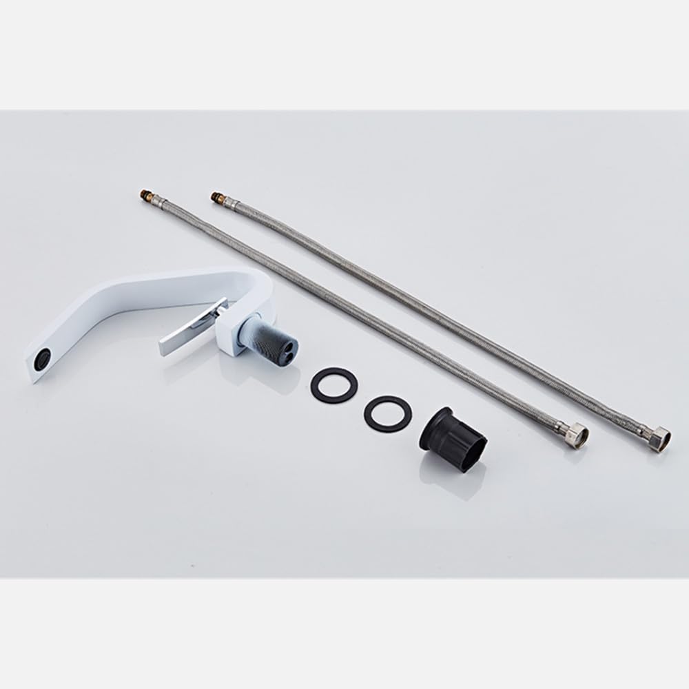 Grifo de lavabo de latón hecho con cepillo de cromo, grifo mezclador de lavabo de níquel, grifo de tocador, grifo de baño de agua fría y caliente, redondo negro