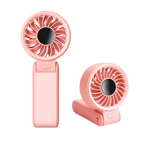 Image of JISULIFE Handheld Fan Life7, 5000mAh Portable Personal Fan, 5 Speeds Mini Desk Fan with Smart Digital Display, 150 Foldable, USB-C Rechargeable, Pink
