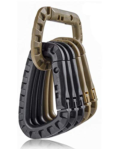 DB.WOR Carabineer Tactical 6 Piece Enforcement Polymer Light Weight D-Ring Hanging Hook -6 Pack