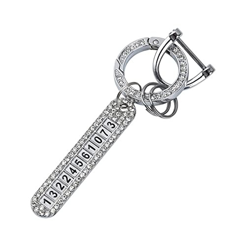 Ihreesy Zinc Alloy Car Keychain,Bling Bling Key Chain Sparkling Rhinestone Pendant Key Ring With Universal Phone Number Plate Car Key Decorations Accessories,Gold #TOP7