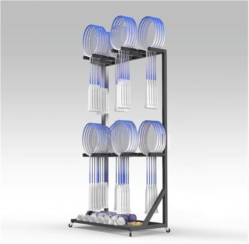 Présentoir de rangement raquettes tennis basket grand volume pour salle de sport