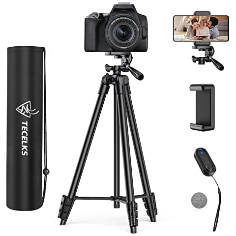 TECELKS 55-Inch Lightweight Tripod with Remote Cover