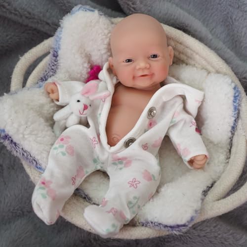 Muñeca bebé mini reborn de silicona 7 pulgadas con accesorios miniatura 5