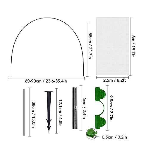Kit de túnel para cultivo de aros de estufa, estrutura de suporte de aros de jardim DIY de fibra de