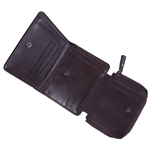 Men's Leather Trifold Wallet,Credit Card Holder, Vintage Short Wallet with Id Window4