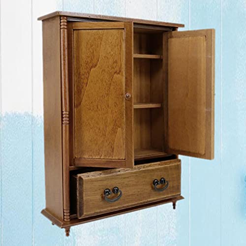 misppro Dollhouse Bedroom Furniture Wooden Wardrobe - Thumbnail 3