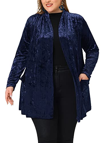 Agnes Orinda Velvet Cardigan for Women Plus Size Vintage Shawl Collar Open Front Crush Velvet Cardigans Halloween2