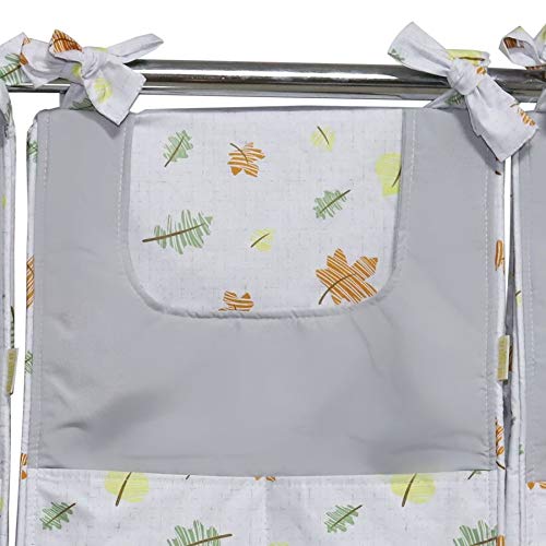 Porta Fraldas e Trecos 3 Peças Folhas Laranja Verde para Varão Coleção Floresta
