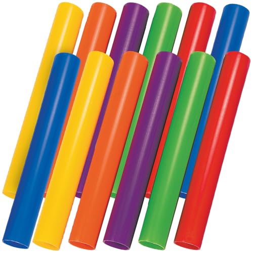Fun Express Relay Batons for Track and Field - 12 Pack Plastic Baton Set in 6 Colors for PE Equipment & Physical Education | Kids Running Stick for Elementary School Recess & Field Day Games