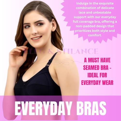 Image of ELEG & STILANCE Women's Full Coverage Non-Padded Wire-Free Shaper Bra | Seamless Stretchable Cotton Bra with Adjustable Straps for Everyday Comfort