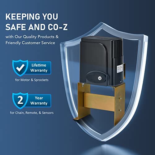 Co-Z Upgraded Sliding Gate Opener, 280W Automatic Gate Opener With Safety Sensor For Doors Up To 1400Lb 40Ft, Chain Driven Driveway Gate Opening System, Complete Gate Opener Kit With Remote Control #TOP6