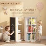 Rotating Bookshelf for Kids, 4 Tier Spinning Bookcase Tower, Space Saving Small Bookshelf for Bedroom Playroom Classroom, Wooden Kids Book Storage Organizer - Image 3