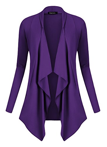 Image of Urban CoCo Women's Drape Front Open Cardigan Long Sleeve Irregular Hem