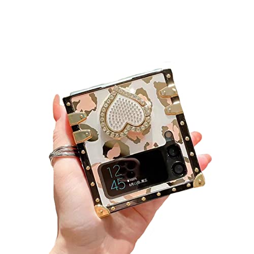 Miitoomo Capa para Samsung Galaxy Z Flip 4 quadrada elegante, Glitter Love Z Flip 4 capa com suporte