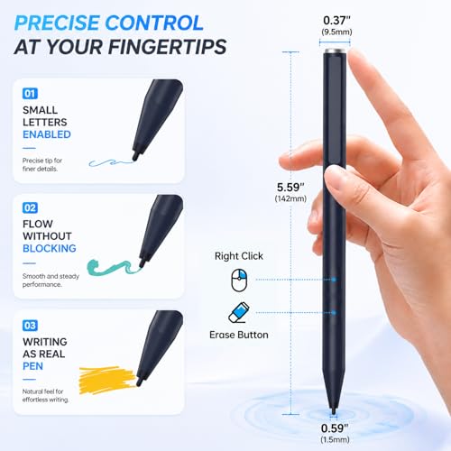 Image of Stylus Active Pen For Hp Pavilion X360 11M-Ad0 14M-Ba013Dx 14-Cd0 15-Br0,X2 10-K0Xx; Hp Envy X360 15-Bp0 15M-Bp1,360 15M-Bp012Dx,X2 13-J0Xx 15-C0Xx; Hp Spectre X360 13-Ac0Xx (Black)-Laptop | Active Stylus Pen with Smooth Writing, MPP 1.51 Tilt Pen with Pressure Sensitivity & Palm Rejection for Drawing, Note-Taking