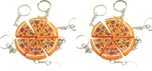 Veemoon 12Pcs Bulk Pizza Keychains Creative Food Key Ring Resin Realistic Pizza Charm DIY Food Pendant Friendship Keychain Simulated Keyring for Theme Party Favors Personalized Bag Decor