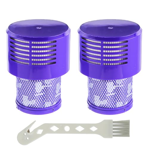 HUAREW 2 Pack V10 Filters Replacement for Dyson V10 Cyclone Series, V10 Absolute, V10 Animal, V10 Total Clean, SV12, Replace Part No. 969082-01,2 Pack Filters and 1 Clean Brush
