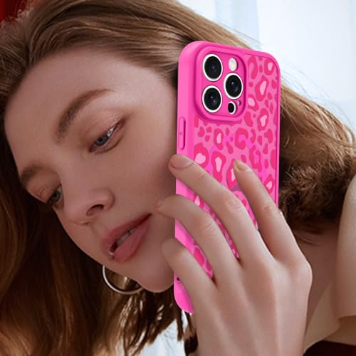 Image of KANGHAR Case for iPhone 12 Pro Max Hot Pink Leopard Printed Pattern | Cute Cheetah [Compatible with Magsafe] Protective Magnetic Case for Girls Women 6.7 inch
