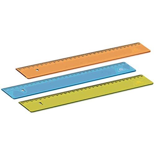 Acrimet 981-K - Régua de Poliestireno, 30 cm, Pacote de 24 unidades, Multicor