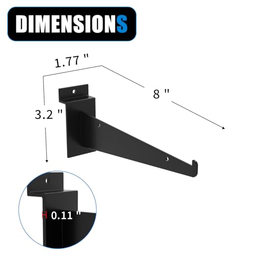 8" Slatwall Shelf Bracket with Lip，10 Pcs Heavy Duty Slat Wall Brackets Set，Floating Metal Slatwall Accessories for Shelving Display by HUZJIEHUI - Image 2