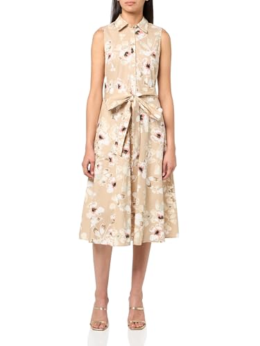 Image of Tommy Hilfiger Women's Sleeveless Collared Button Front Tie Waist Midi Shirt Dress