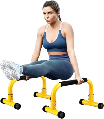 Homodoskey Push Up Bar, Parallettes Bars For L-sit & Dip, Heavy-Duty No Wobbling Parallel Bars Stand For Handstands, Full Planche, Calisthenics, 9.5in High Workout Stands for Home Fitness Training