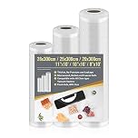 Vacuum Food Sealer Rolls, 3 Rolls Vacuum Food Sealer Bags 28cm x 300cm & 25cm x 300cm & 20cm x 300cm, Vacuum Sealer Rolls, Vacuum Sealer Machine Bags