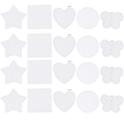 ARTIBETTER Plastic Canvas Shapes Plastic Canvas Sheets Stars Squares Hearts Circles Butterfly Needles Work Shape for Embroidery Yarn Crafting Knit Crochet Projects 50 Pcs