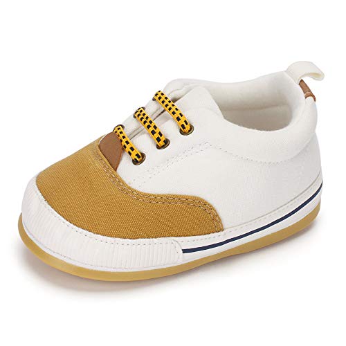 ESTAMICO Toddler Boys Girls Sneakers Anti-Slip Infant First Walkers, Beige 4 Wide Toddler