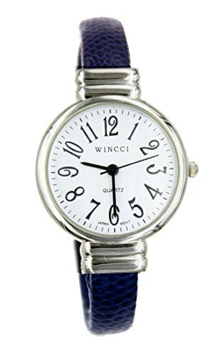 Women's Classic Snake Style Easy Read Bangle Cuff Watch (Navy Blue)